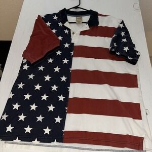 Vintage 1990s American Flag Polo Shirt Mens XL‎ Scandia Woods